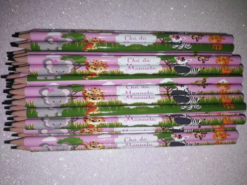 Kit 2 Brincadeiras Chá de Bebê + Lápis Safari Menina