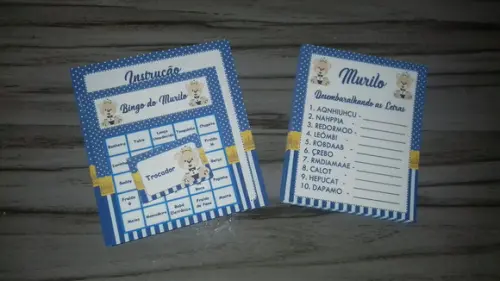 Kit 2 Brincadeiras Chá de Bebê + Lápis Ursinho
