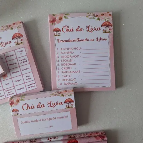 Kit 3 Brincadeiras Chá Bebê + Lápis Borboletas