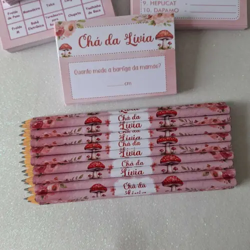 Kit 3 Brincadeiras Chá Bebê + Lápis Borboletas