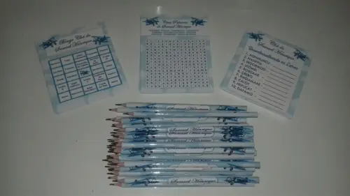 Kit 3 Brincadeiras Chá de Bebê + Lápis Aviador