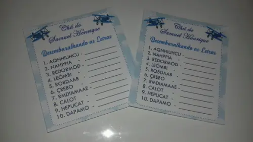 Kit 3 Brincadeiras Chá de Bebê + Lápis Aviador