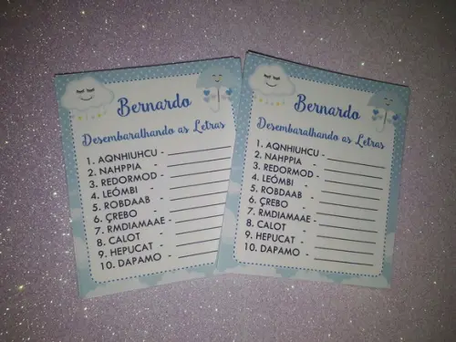 Kit 3 Brincadeiras Chá de Bebê + Lápis Chuva de Amor