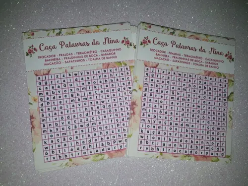 Kit 3 Brincadeiras Chá de Bebê + Lápis Floral