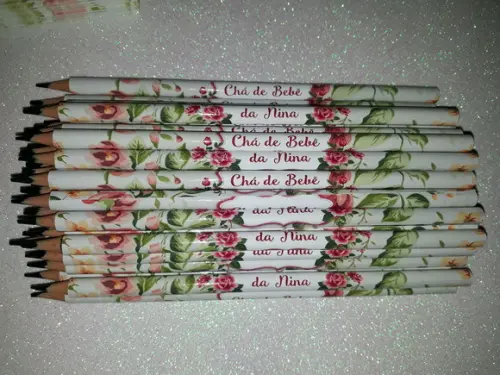 Kit 3 Brincadeiras Chá de Bebê + Lápis Floral