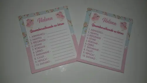 Kit 3 Brincadeiras Chá de Bebê + Lápis Passaros