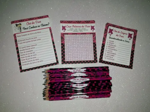 Kit 3 Brincadeiras Chá de Linger + Lápis