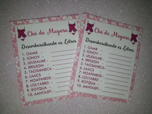 Kit 3 Brincadeiras Chá de Lingerie + Lápis