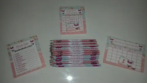 Kit 3 Brincadeiras Chá de Lingerie + Lápis