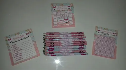Kit 3 Brincadeiras Chá de Lingerie + Lápis