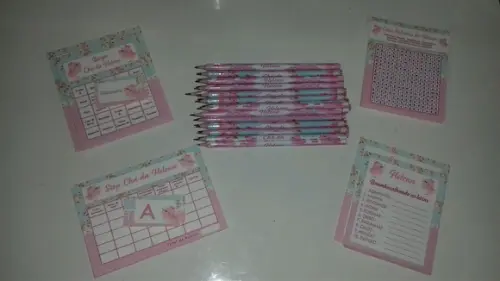 Kit 4 Brincadeiras Chá de Bebê + Lápis