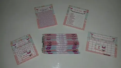 Kit 4 Brincadeiras Chá de Lingerie + Lápis Lingerie