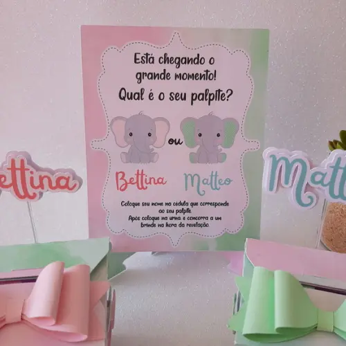 Kit Urna Chá Revelação Elefantinho