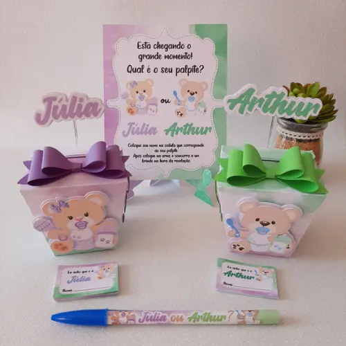 Kit Urna Chá Revelação Ursinhos