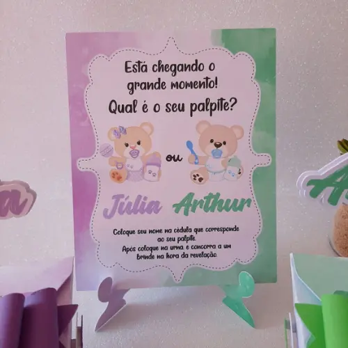 Kit Urna Chá Revelação Ursinhos