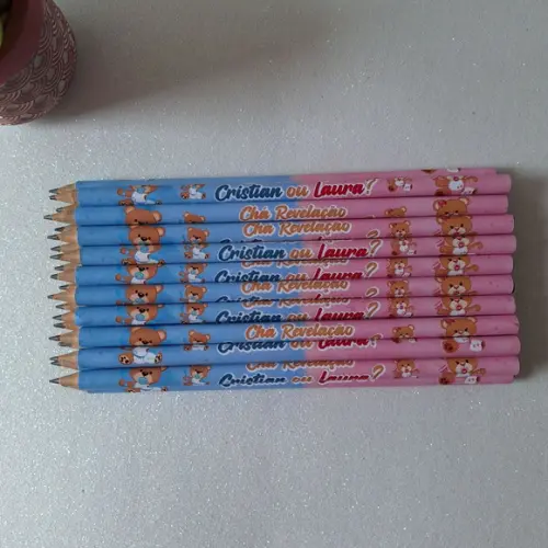 Kit Urna Chá Revelação Ursinhos e 30 Lápis