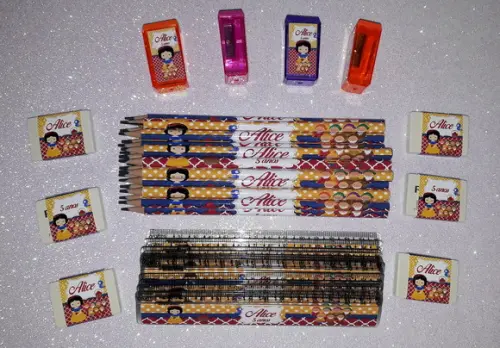 Lapis + Apontador + Borracha + Régua Branca de Neve