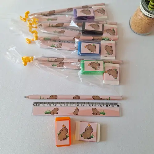 Lapis + Apontador + Borracha + Régua Capivara