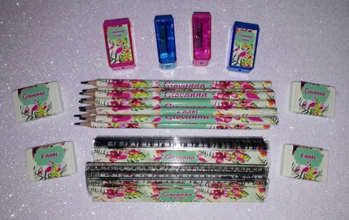 Lapis + Apontador + Borracha + Régua Flamingo