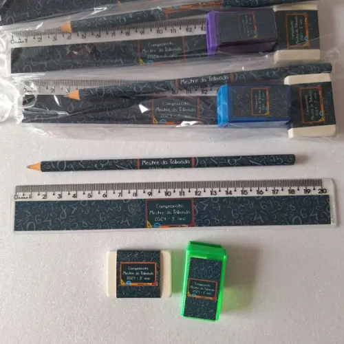 Lapis + Apontador + Borracha + Régua Matemática