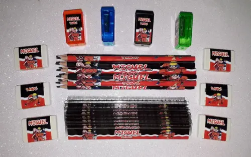 Lapis + Apontador + Borracha + Régua Naruto