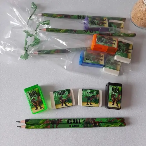 Lapis + Apontador + Borracha Dinossauro