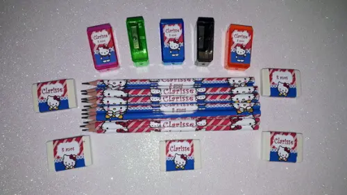 Lapis + Apontador + Borracha Hello Kity