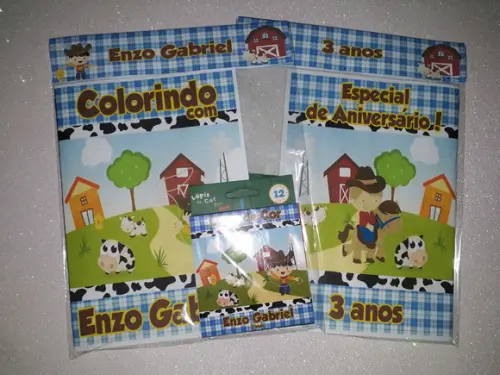 Livrinho de Colorir + Lápis de Cor Fazendinha