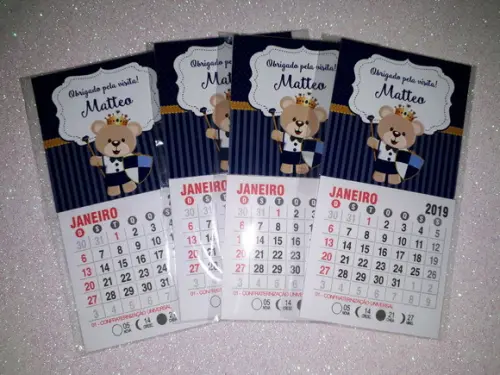 Mini Calendário Ursinho Príncipe