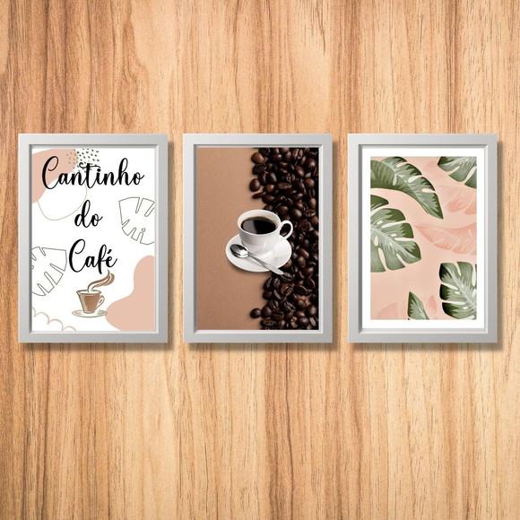 3 quadrinhos cantinho do café xicara frases café amor 20x30