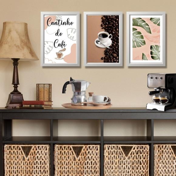 3 quadrinhos cantinho do café xicara frases café amor 20x30