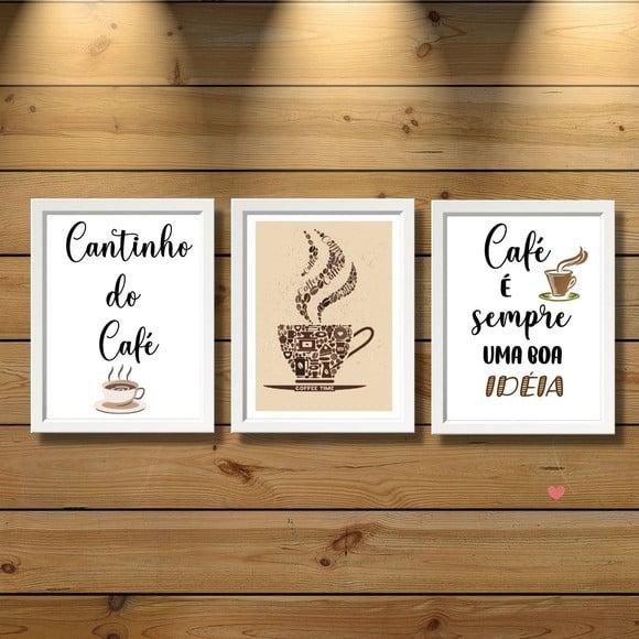3 Quadros para Cantinho do Café com Frases Café Boa Ideia