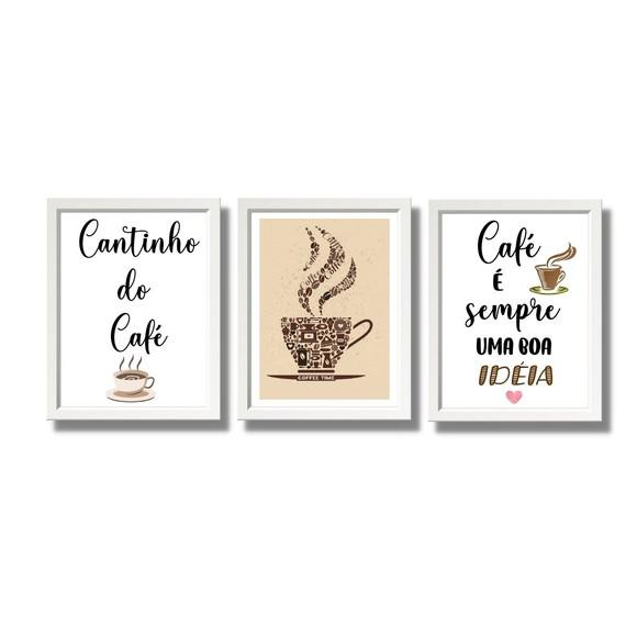 3 Quadros para Cantinho do Café com Frases Café Boa Ideia
