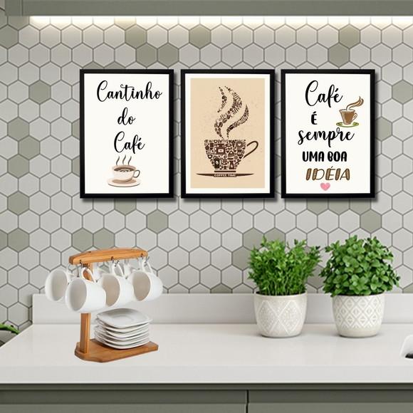 3 Quadros para Cantinho do Café com Frases Café Boa Ideia