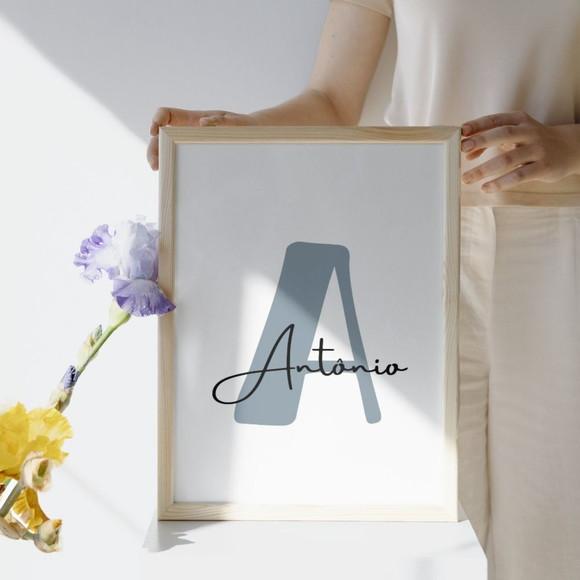 Arte Cristã Infantil com Nome | Quadro Personalizado C/vidro