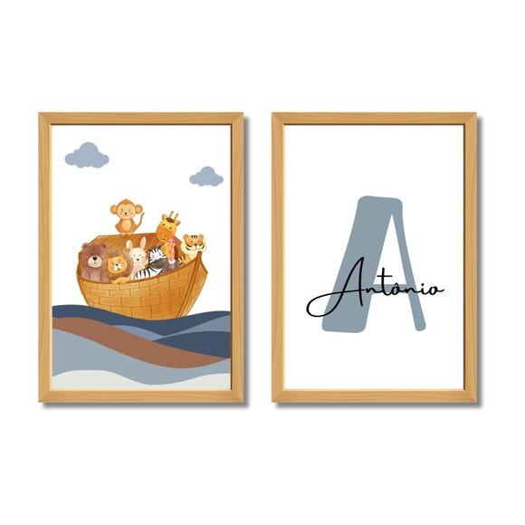 Arte Cristã Infantil com Nome | Quadro Personalizado C/vidro