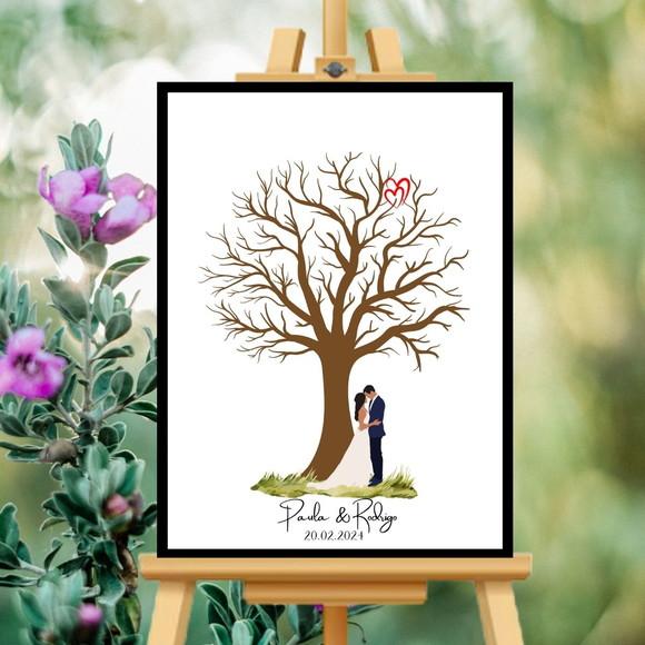Árvore de Dedos Quadro Casamento Arvore de Assinatura 33x43