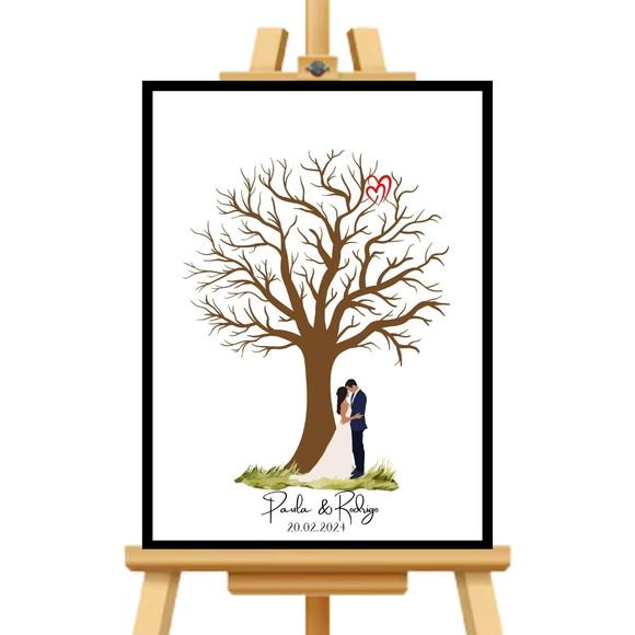 Árvore de Dedos Quadro Casamento Arvore de Assinatura 33x43