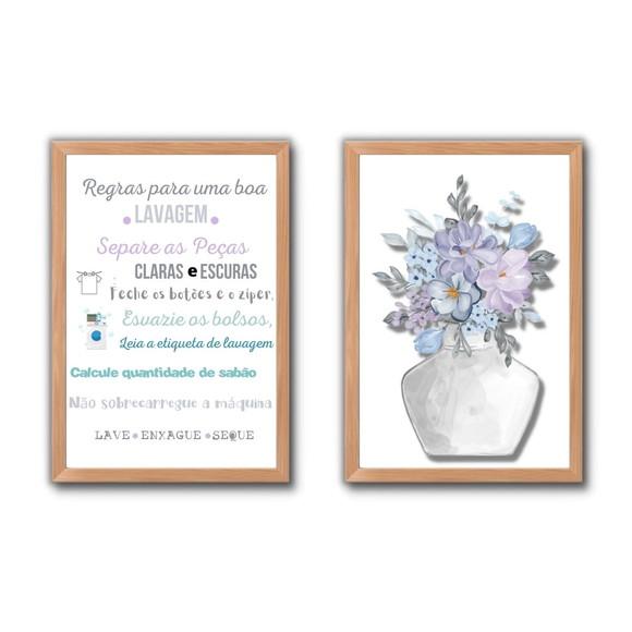 Conjunto de Quadros de Lavanderia c/ Frase Divertida 30x40cm