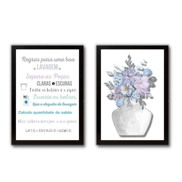 Conjunto de Quadros de Lavanderia c/ Frase Divertida 30x40cm