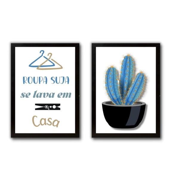 Conjunto de Quadros de Lavanderia Frases de Humor 30x40cm