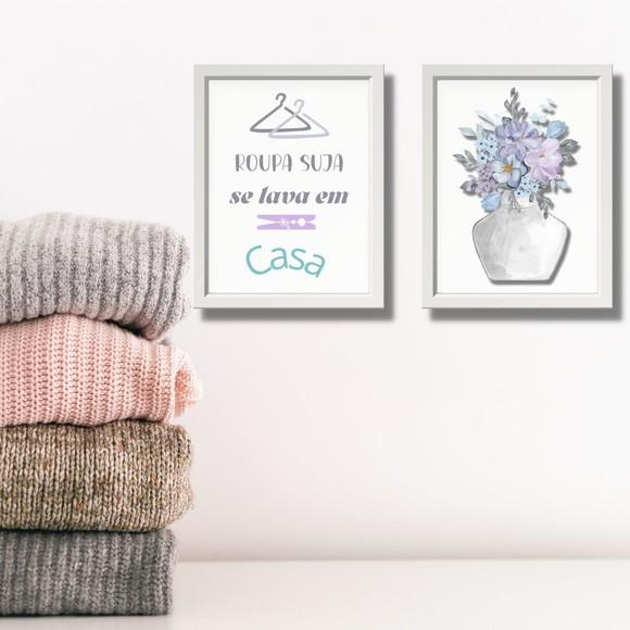 conjunto de quadros de lavanderia c/ frase divertida c/vidro