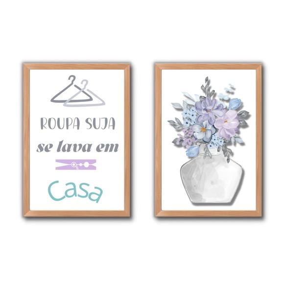 conjunto de quadros de lavanderia c/ frase divertida c/vidro