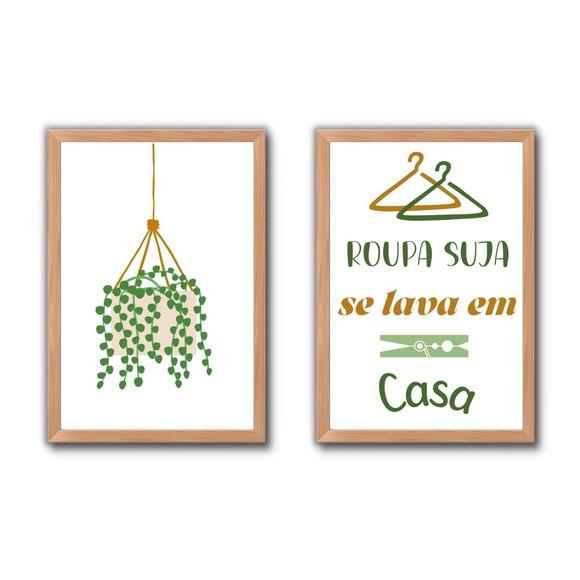 Conjunto de Quadros Quadros Lavanderia Frases Humor 30x40cm