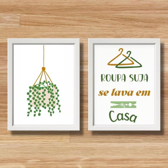 Conjunto de Quadros Quadros Lavanderia Frases Humor 30x40cm