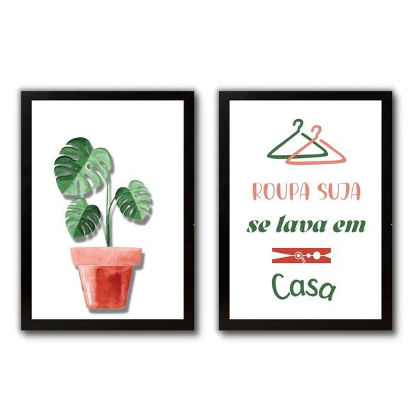 Conjunto de Quadros Quadros p/ Lavanderia Frases Divertidas