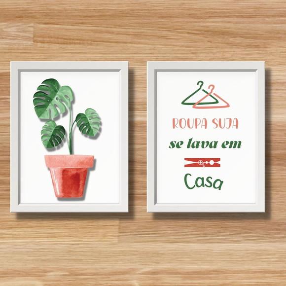 Conjunto de Quadros Quadros p/ Lavanderia Frases Divertidas