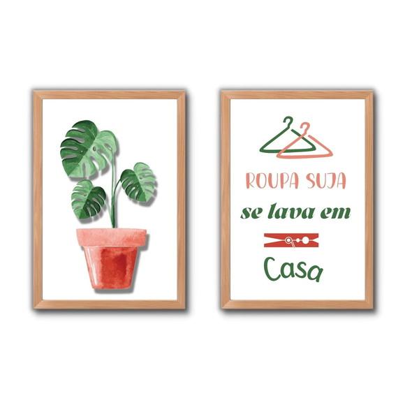 Conjunto de Quadros Quadros p/ Lavanderia Frases Divertidas