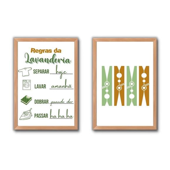 Conjunto Quadros de Lavanderia Decorativo Frase Humor 30x40
