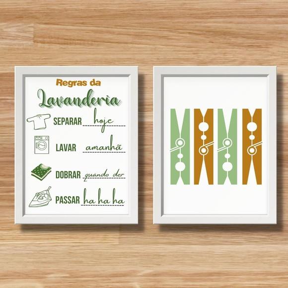 Conjunto Quadros de Lavanderia Decorativo Frase Humor 30x40